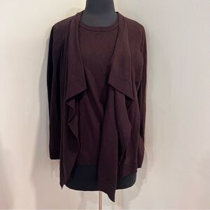 Jones New York Corpcore Collection brown Top Attached Ribbed Sweater cardigan